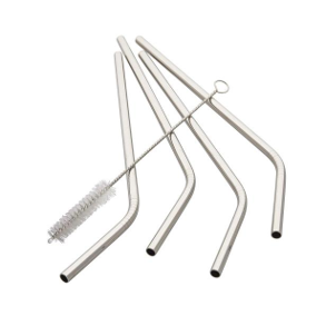 metail straws with cleaning brush
